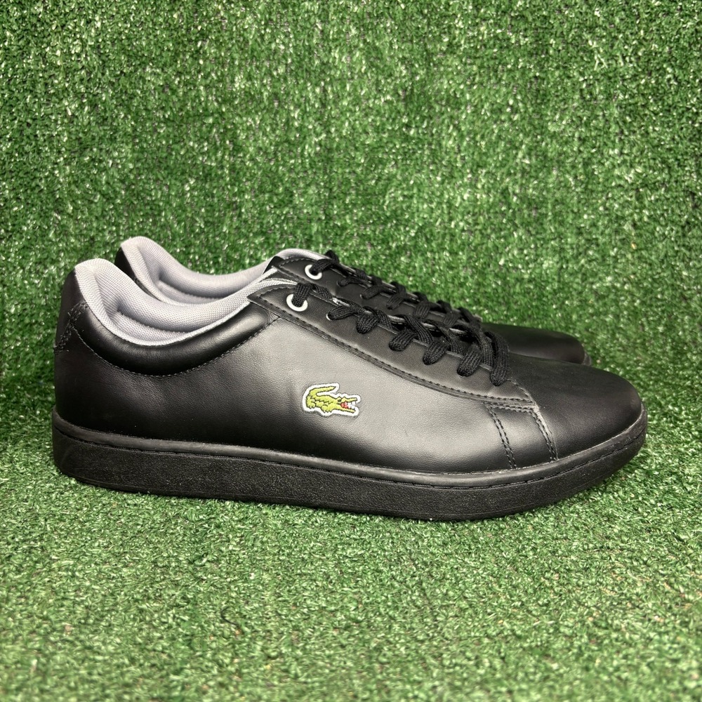 NEW Lacoste Hydez 119 1 P SMA Leather Ortholite Casual Sneaker Black Mens Sz 9.5